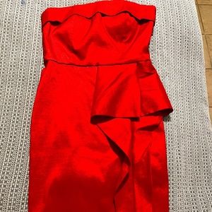 STRAPLESS RED CALVIN KLEIN TAFFETA DRESS SIZE 8